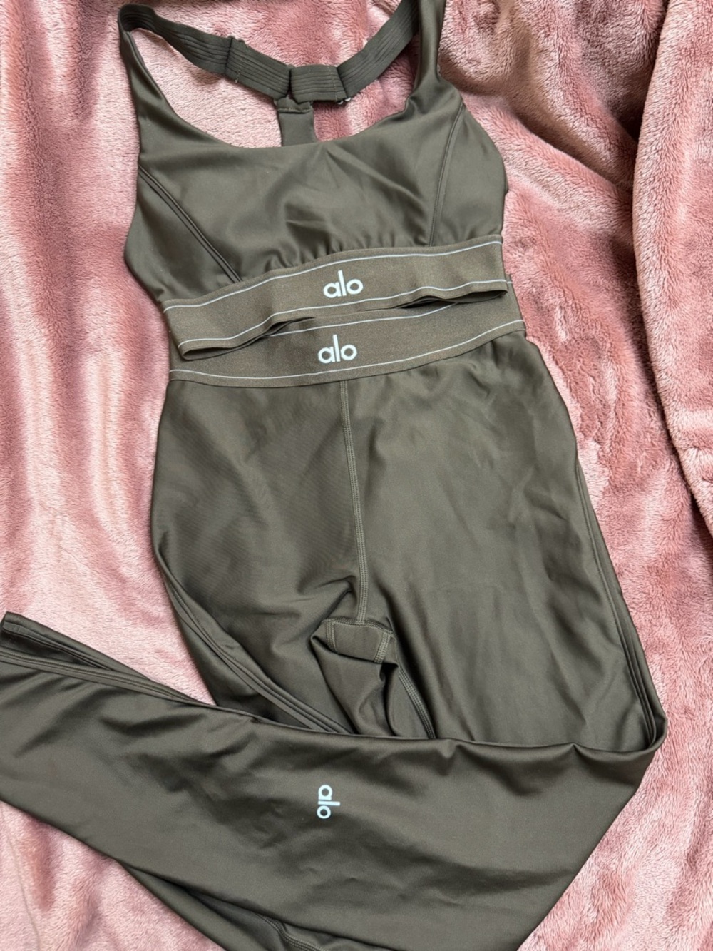 Alo Brown Active Jumpsuit with Branded Waistband